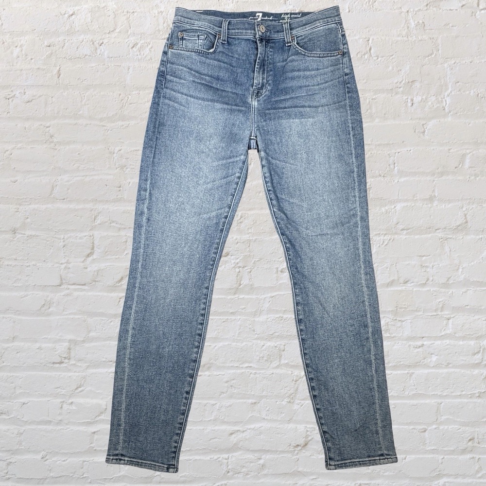 7 FOR ALL MANKIND High Waist Ankle Gwenevere Jeans 30x27 Blue Skinny Stretch